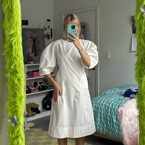 White Puff Sleeve Dress by Attersee - Picture 1 of 5